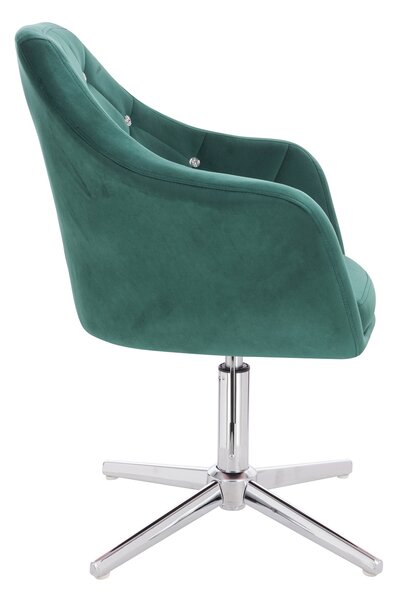 HR830CCROSS Sötétzöld modern velúr szék krómozott lábbal