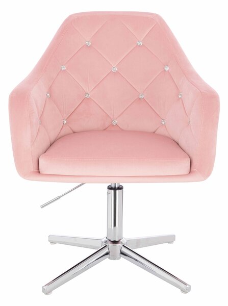 HR830CCROSS Púderrózsaszín modern velúr szék krómozott lábbal