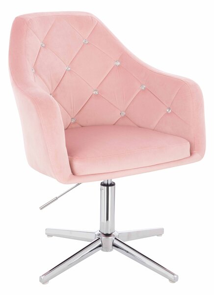 HR830CCROSS Púderrózsaszín modern velúr szék krómozott lábbal