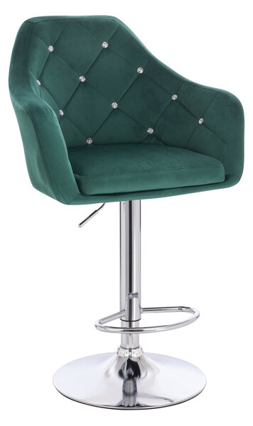 HR830CW Sötétzöld modern velúr szék krómozott lábbal