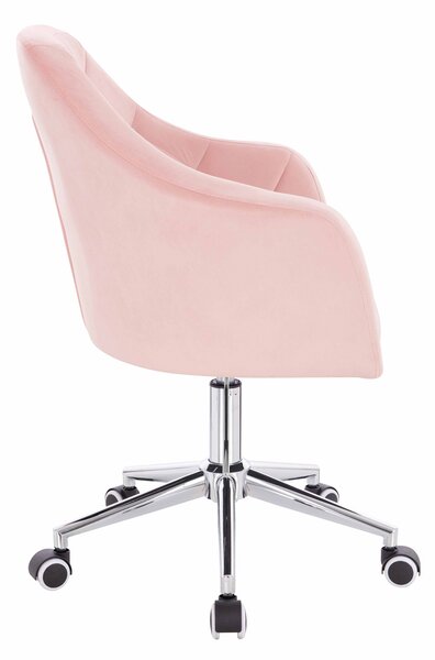 HR830CK Púderrózsaszín modern velúr szék krómozott lábbal