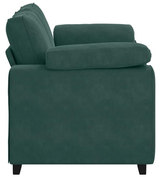 Sötétzöld bársony loveseat kanapé 160x77x82 cm