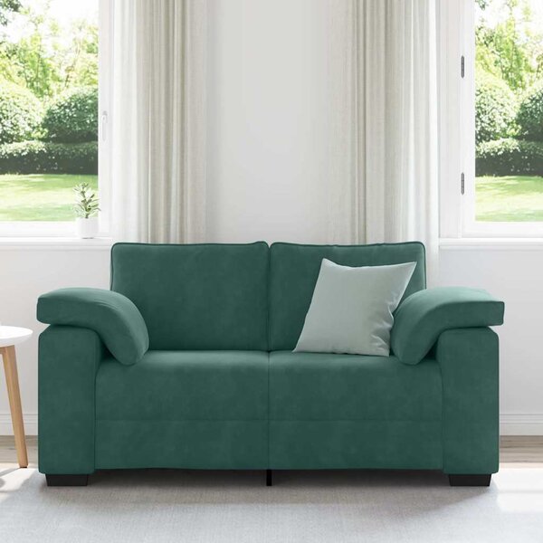 Sötétzöld bársony loveseat kanapé 160x77x82 cm