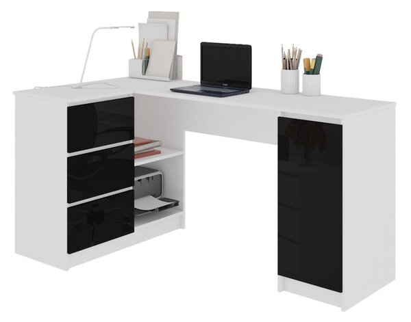 KORDA B20 íróasztal, 155x77x85/48,5, magasfényű fekete, balos