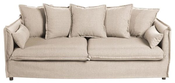 3 személyes szövet kanapé, párnákkal, krémszínű - GOBI