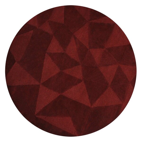 Borvörös kézi szövésű gyapjú kerek szőnyeg ø 160 cm Shard Red – Flair Rugs