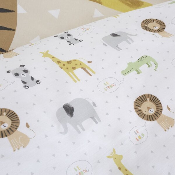 Világosbarna gyerek ágyneműhuzat babaágyhoz 120x150 cm Roarsome Animals – Catherine Lansfield