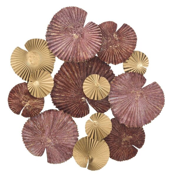 Tavirózsa leveles fali dekoráció kompozíció, púderrózsaszín-arany - LILY FEUILLES