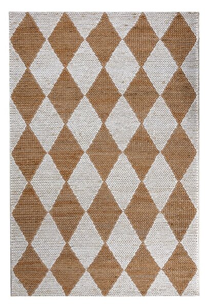 Fehér-natúr színű kézi szövésű jutakeverék szőnyeg 160x230 cm Effie Diamond – Flair Rugs