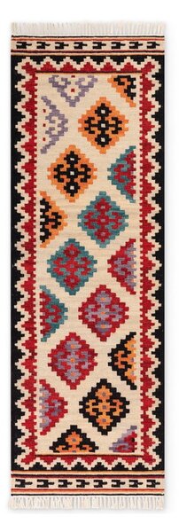 Piros kétoldalas kézi szövésű gyapjú futószőnyeg 60x190 cm Kamal Kian – Nouristan