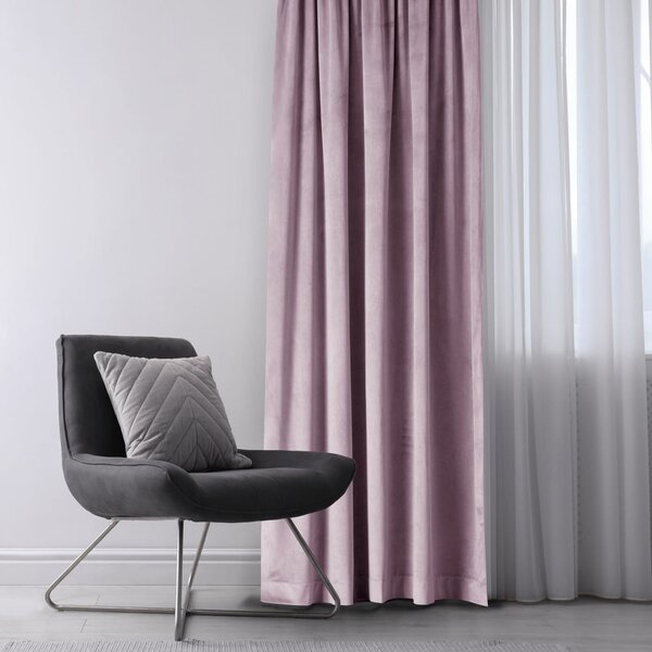 Világos rózsaszín bársony dimout (részleges sötétítő) függöny 140x245 cm Eyelets – Restilo