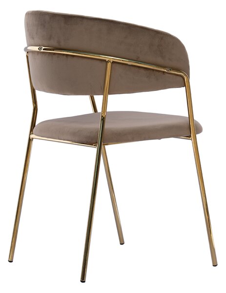 Glamour VELVET szék arany lábakkal - cappuccino