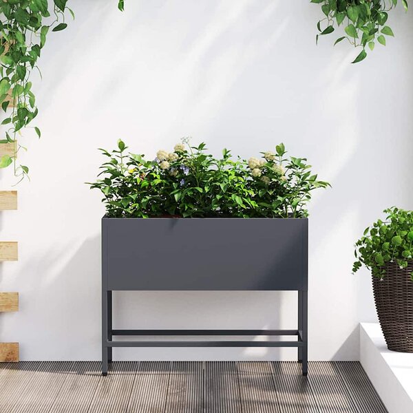 Magas Kerti Cserép Antracit 60 x 26 x 45 cm Acél