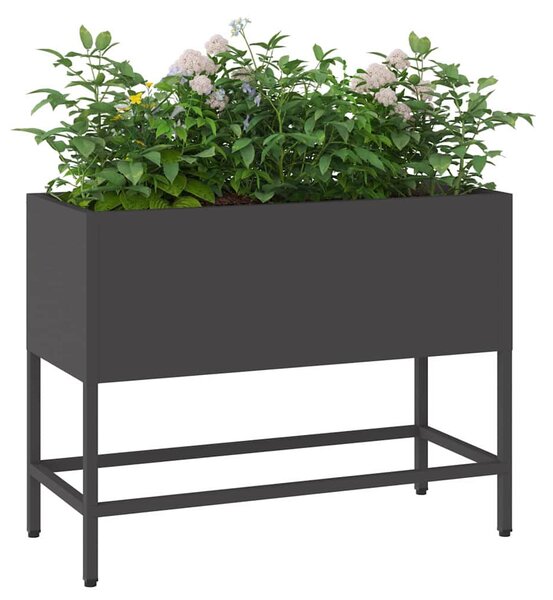 Magas Kerti Cserép Fekete 60 x 26 x 45 cm Acél