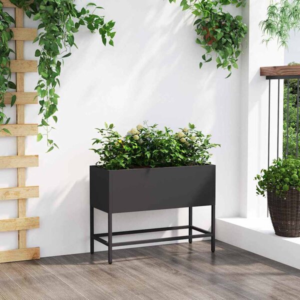 Magas Kerti Cserép Fekete 60 x 26 x 45 cm Acél
