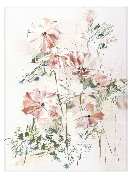 Vászon falikép, rózsaszín virágok, 60x80 cm, pasztell rózsaszín - PETUNIA