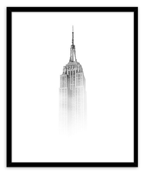 Keretezett falikép, Empire State Building, 50x70 cm, fekete-fehér - TOUR DE BRUME