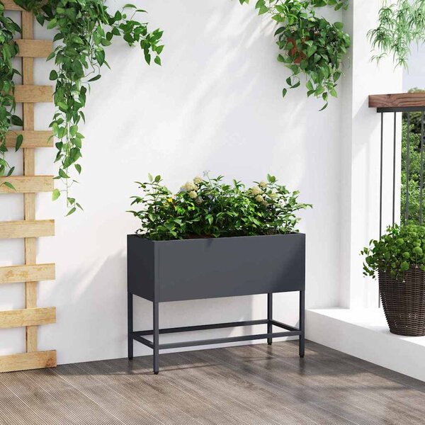 Magas Kerti Cserép Antracit 60 x 26 x 45 cm Acél