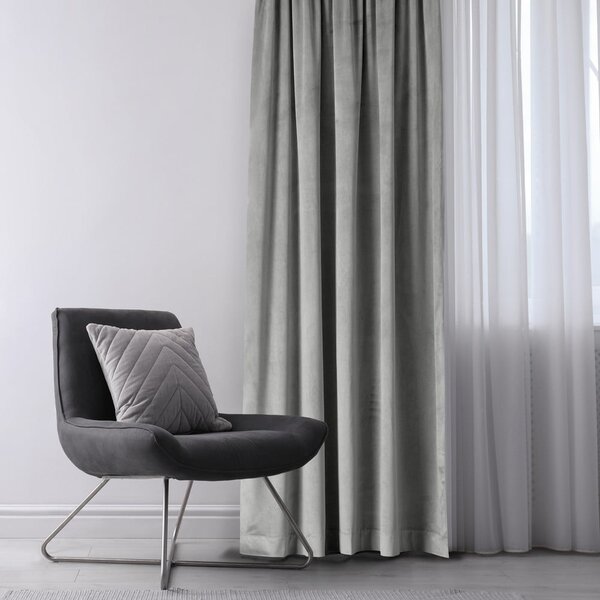 Világosszürke bársony dimout (részleges sötétítő) függöny 140x245 cm Eyelets – Restilo
