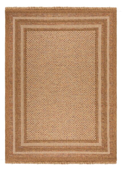 Natúr színű kültéri-beltéri szőnyeg 200x290 cm Layla Border – Flair Rugs