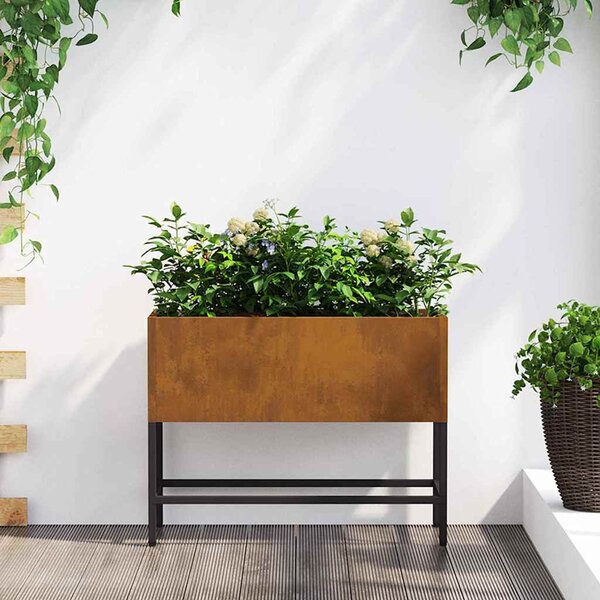 Magas Kerti Cserép Rozsdás 60 x 26 x 45 cm Időjárásálló acél
