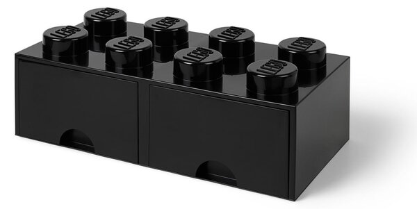Négyszögeletes fekete tárolódoboz 2 fiókkal - LEGO®