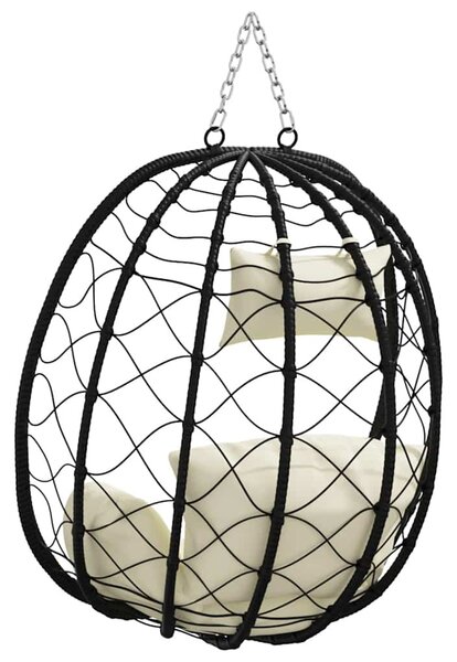 Függő tojás szék Krémfehér 91,5 x 54,5 x 107 cm polirattan