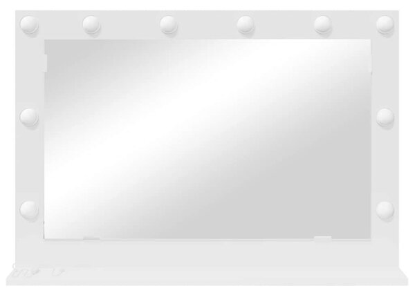Toalett Tükör tükörrel Fehér 80 x 15 x 18 cm Üveg és mérnöki fa