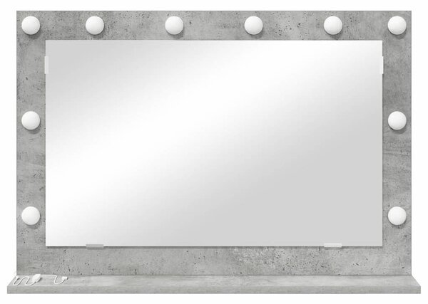 Toalett Tükör Beton Szürke 80 x 55 x 18 cm Üveg és mérnöki fa
