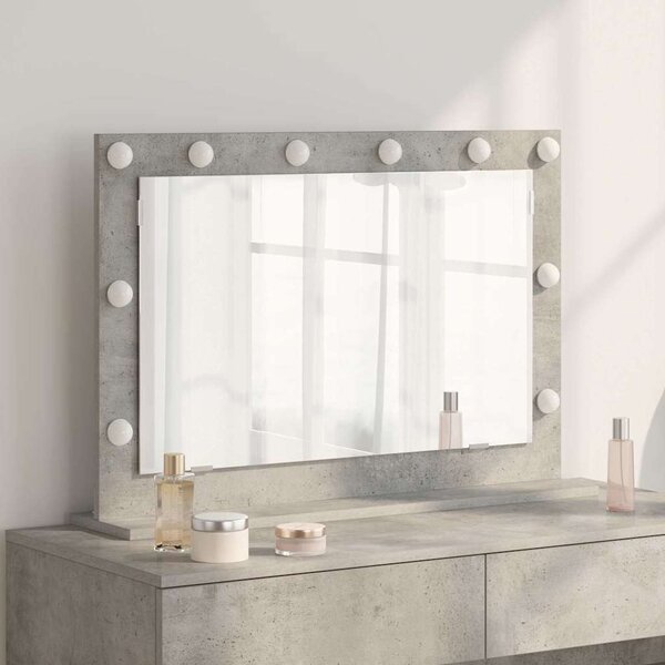 Toalett Tükör Beton Szürke 80 x 55 x 18 cm Üveg és mérnöki fa