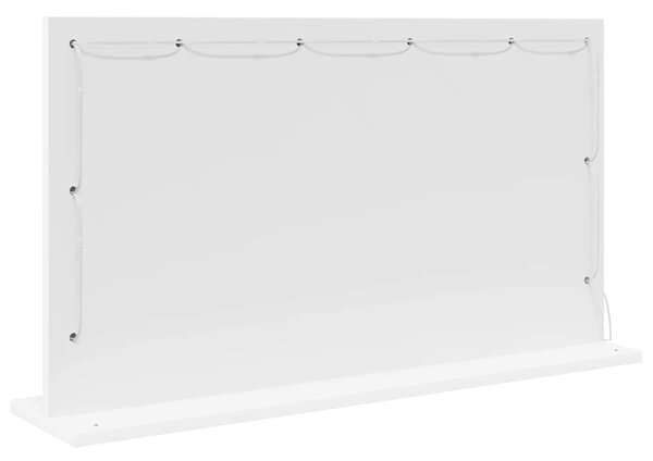 Toalett Tükör tükörrel Fehér 80 x 45 x 18 cm Üveg és mérnöki fa