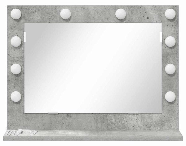Toalett Tükör Beton Szürke 60 x 45 x 18 cm Üveg és mérnöki fa