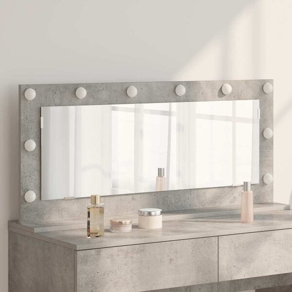 Toalett Tükör Beton Szürke 100 x 45 x 18 cm Üveg és mérnöki fa