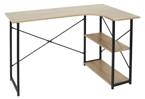 Loft stílusú íróasztal, 2 polccal, tölgy - JOAN