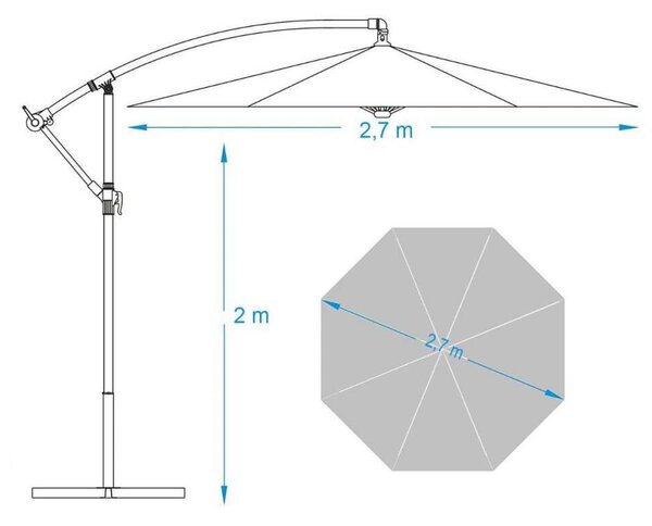 BipiLine Függő Napernyő - Bézs - 270cm