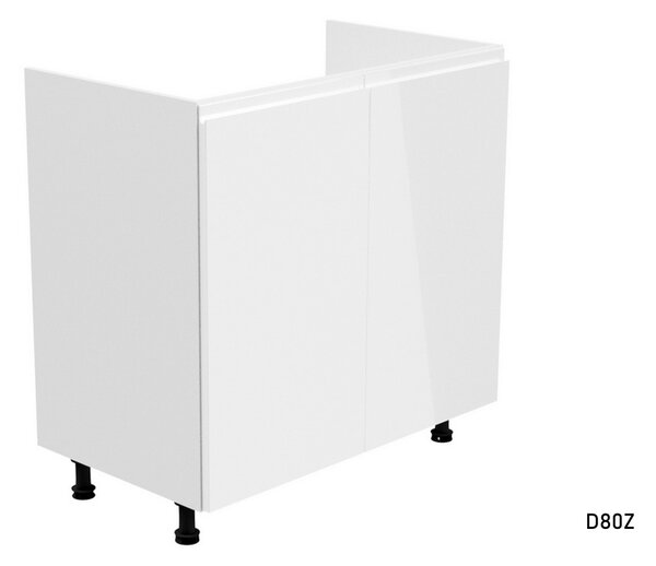 ASPEN D80Z konyhaszekrény mosogató alá, 80x82x47, fehér/szürke magasfényű