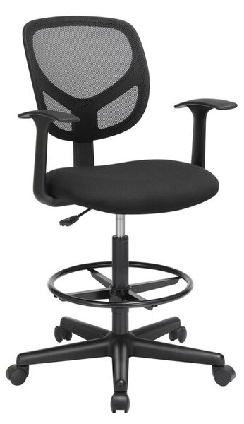 SONGMICS Ergonomikus Magas Irodai Szék Karfával és Lábtámasszal Fekete