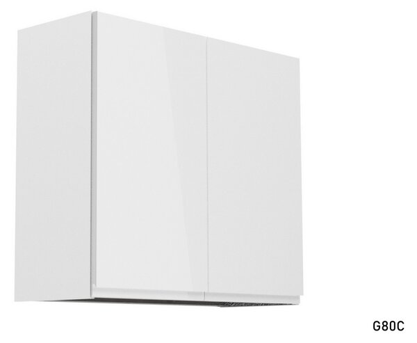ASPEN G80C felső konyhaszekrény mosogatótálcával, 80x72x32, fehér/szürke magasfényű