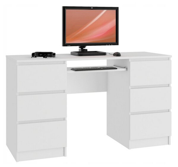 AKORD A-11 íróasztal, 135x77x50, fehér
