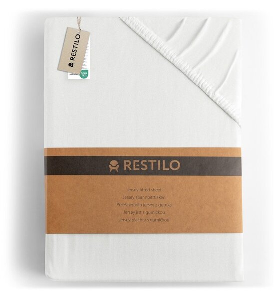 Fehér gumis jersey lepedő 200x200 cm Amber – Restilo