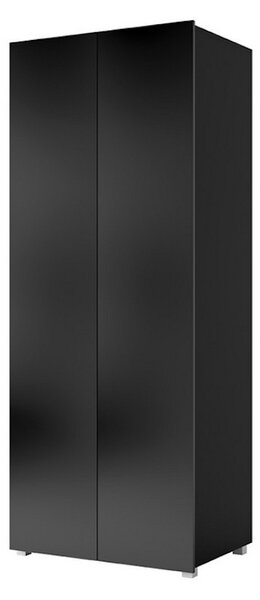 CALABRINI ruhásszekrény, 80x200x52, fekete/magasfényű fekete