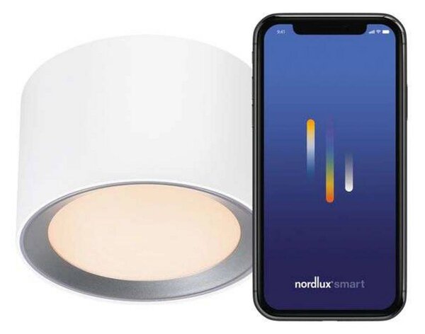 Nordlux LED mennyezeti spot Landon Smart, fehér, magasság 8,2 cm, dimmelhető, Fehér / opál, Nappali / Étkező, fém