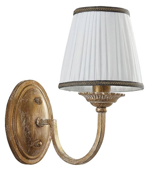 Lindby fali lámpa Lumiel, krém/réz, textil, 27cm, dimmelhető, Bronz / antik sárgaréz, Nappali / Étkező, Textil / szövet / selyem, Vidéki otthon / Rusztikus