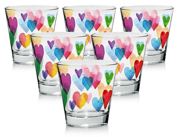 Mäser Love Rainbow 6 részes üvegpohár készlet, 250 ml