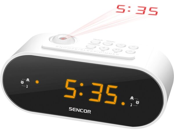 Sencor SRC 3100 W Rádiós ébresztőóra kivetítő funkcióval, fehér
