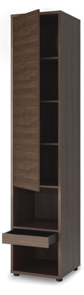 Könyvespolc Concept Lenart II, Ajtókkal, Zárt, Fiókokkal, Közepes sűrűségű farostlemez, Laminált forgácslap, 218x45x46cm, Sötét tölgy
