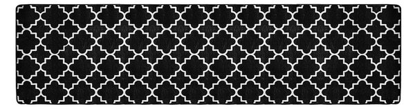 Orientális mintás futószőnyeg, 80x300 cm, fekete-fehér - MAROC