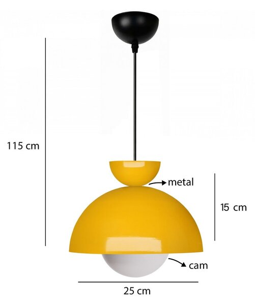 Sárga függőlámpa fém búrával ø 25 cm Arta – Opviq lights
