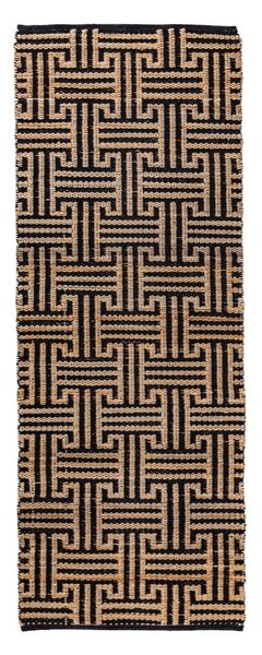 Fekete-natúr színű kézi szövésű jutakeverék futószőnyeg 80x230 cm Meander Jute – Flair Rugs