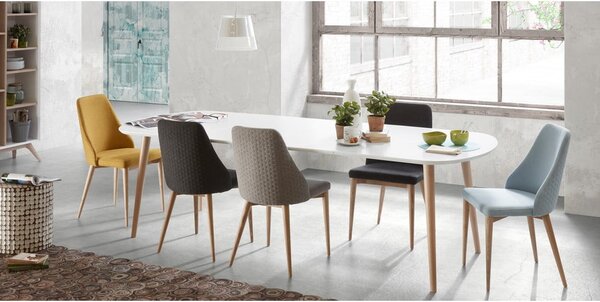 Fehér bővíthető étkezőasztal fehér asztallappal 100x160 cm Oqui – Kave Home